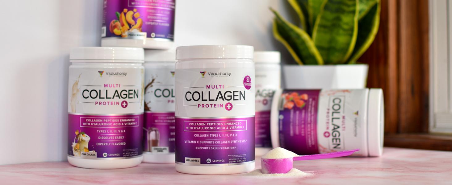 Multi Collagen Powder for Women and Men - Containing 5 types of Collagen with Hyaluronic Acid and Vitamin C Supplement Healthcare Wellness Nutrition