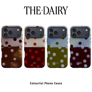 Trendy Aesthetic Gradient Polka Dot The Dairy Shockproof Tough Phone Case for iPhone 11 12 13 14 15 16 17 Pro Max Plus