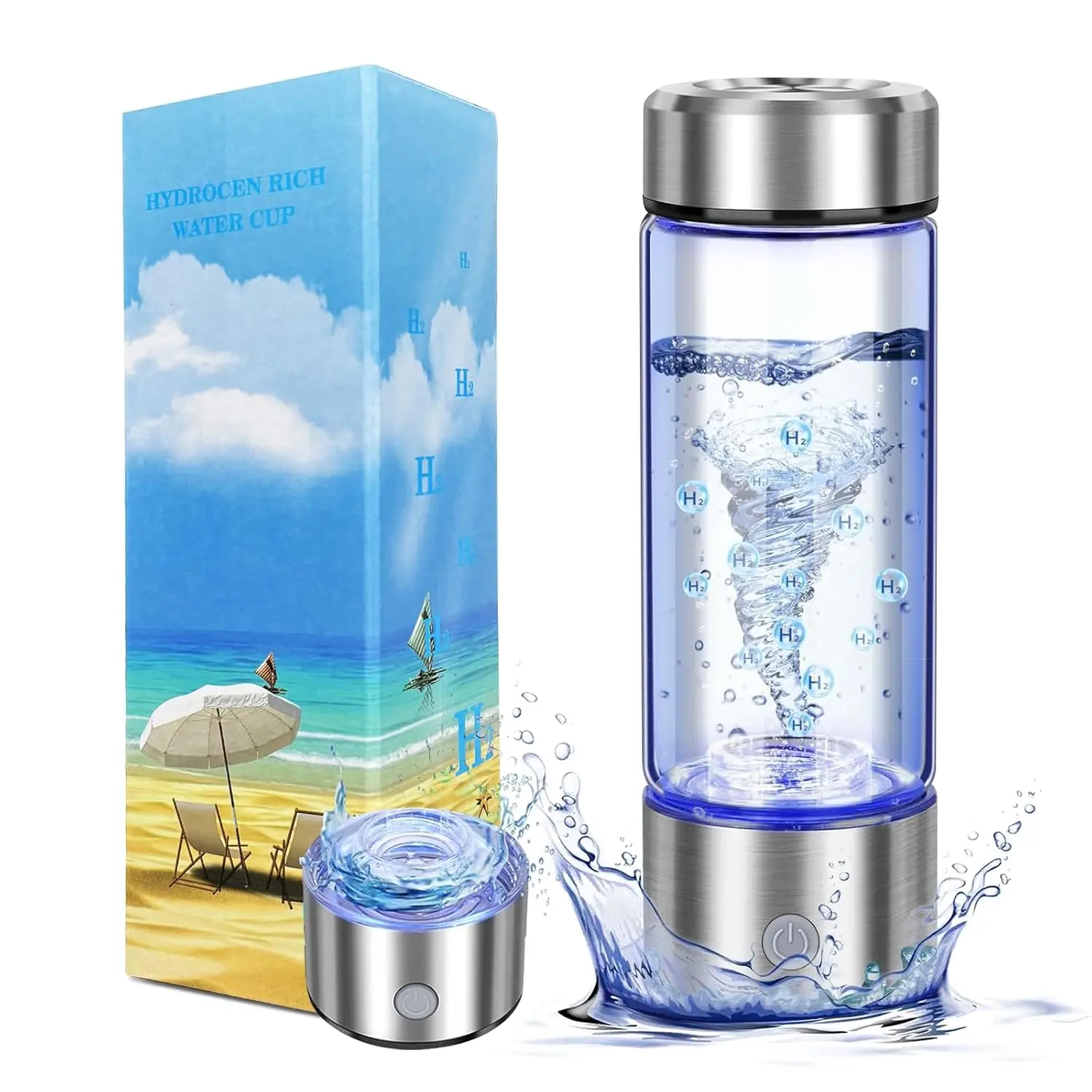 Premium Hydrogen Water Tumbler, 420ml Functional Sports Water Bottle with Advanced Electrolysis Technology, High Borosilicate Glass, Leakproof Design, Portable Reusable Washable Outdoor Drinkware for Enhanced Skin Health, Metabolism