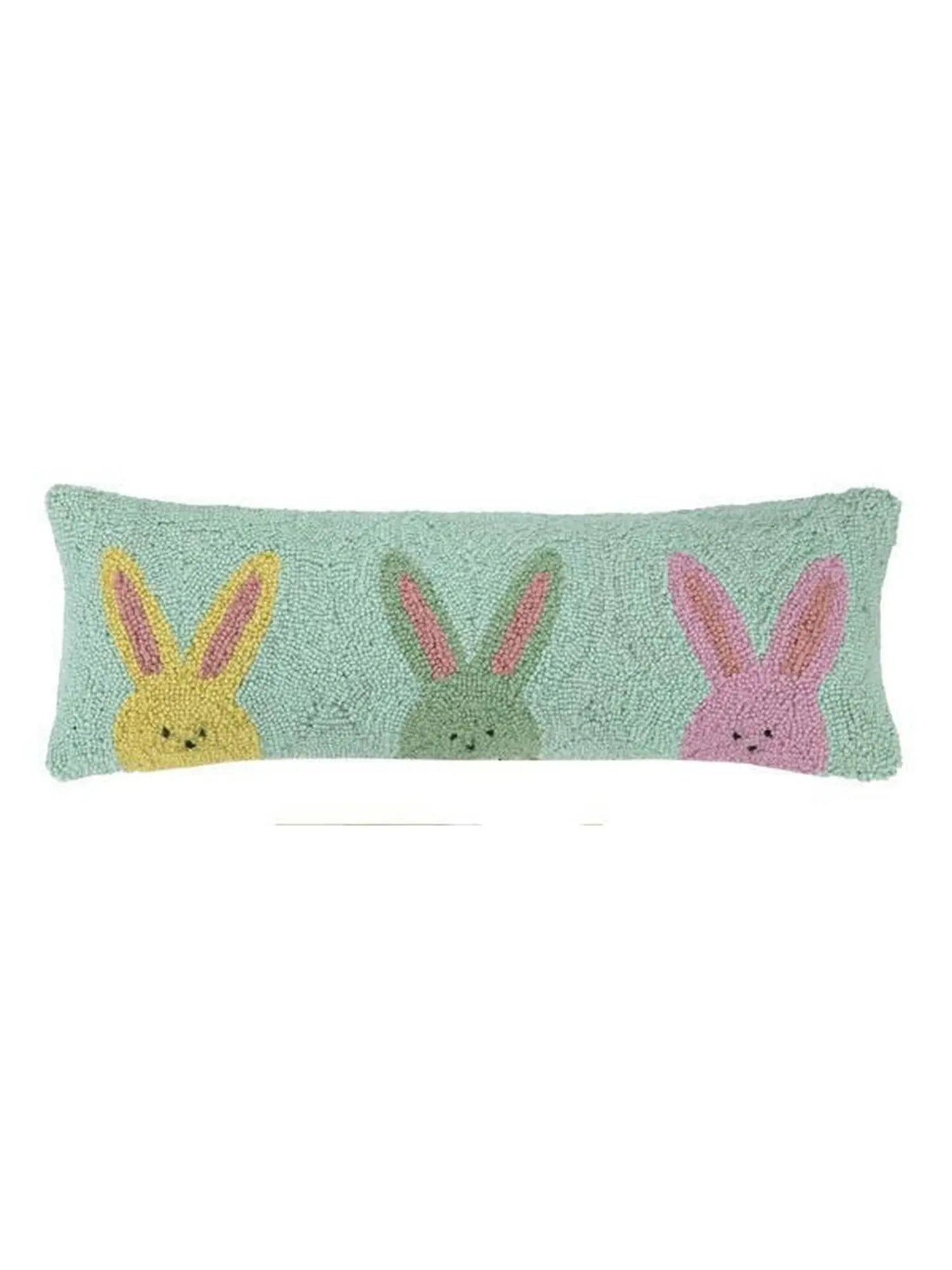 Peking Handicraft 30HRS688C24OB 8 x 24 in. 100 Percent Wool & Cotton Three Peeping Bunnys Pillow