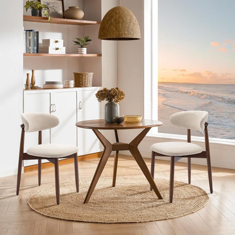 COLAMY NOYA Mid-Century Modern Upholstered Wood Dining Chair