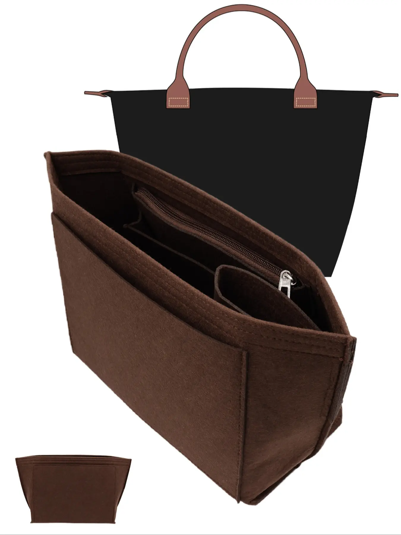 Zipper Felt Wallet Storage Bag, Quick Switch Shoulder Bag Organizer, Durable Travel Essential Accessory, Unisex Use, All Seasons