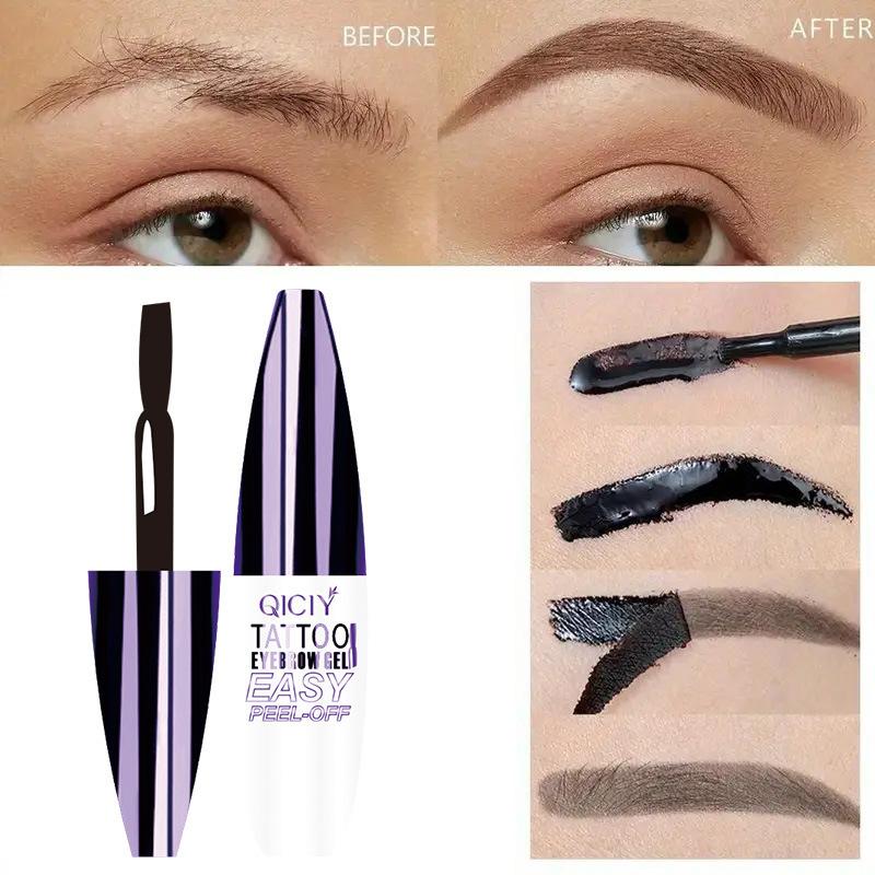 Easy Peel-Off Eyebrow Gel - Waterproof & Sweatproof, Long-Lasting Black or Brown Tattoo Tint, Film Forming, Medium Coverage for All Skin Types Easy Peel-Off Eyebrow Gel - Waterproof & Sweatproof, Long-Lasting Black or Brown Tattoo Tint, Film Forming, Medium Coverage for All Skin Types