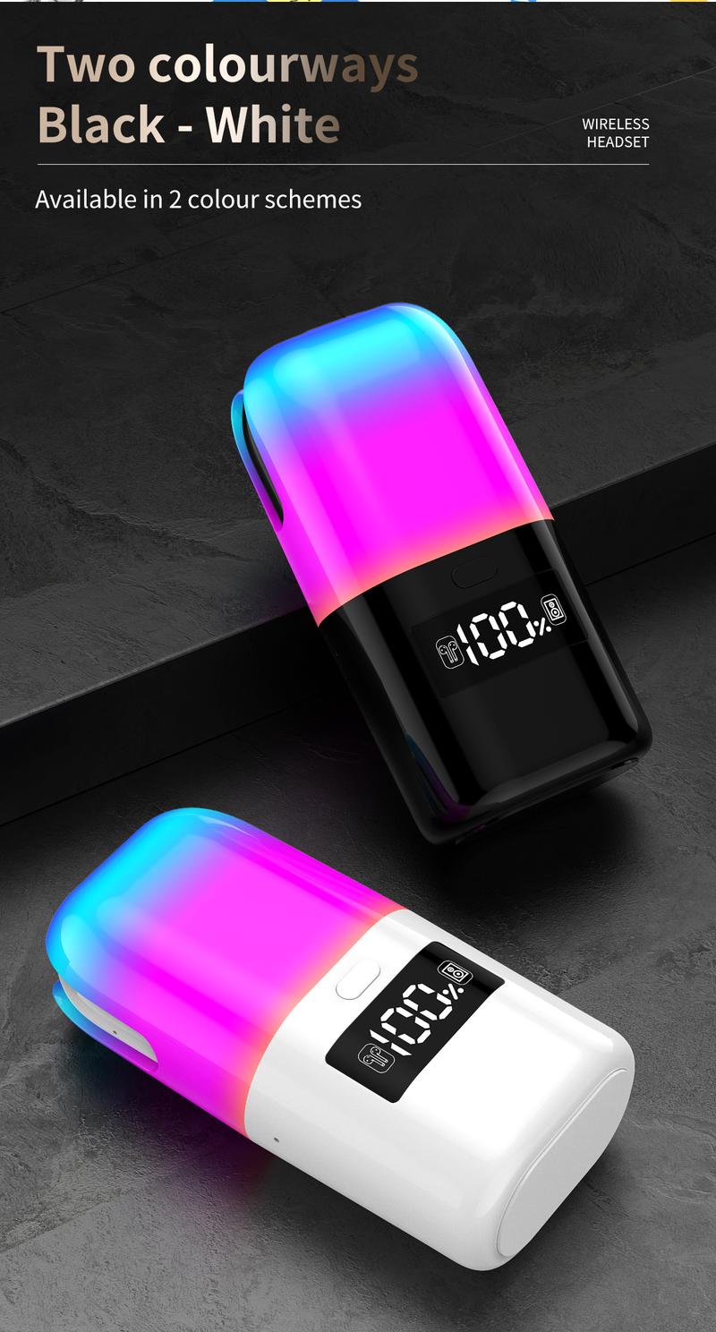 Wireless Earbuds with Colorful Lighting Effects Compact Size, Big Sound Hi-Fi Speaker Earbuds comfortable call
