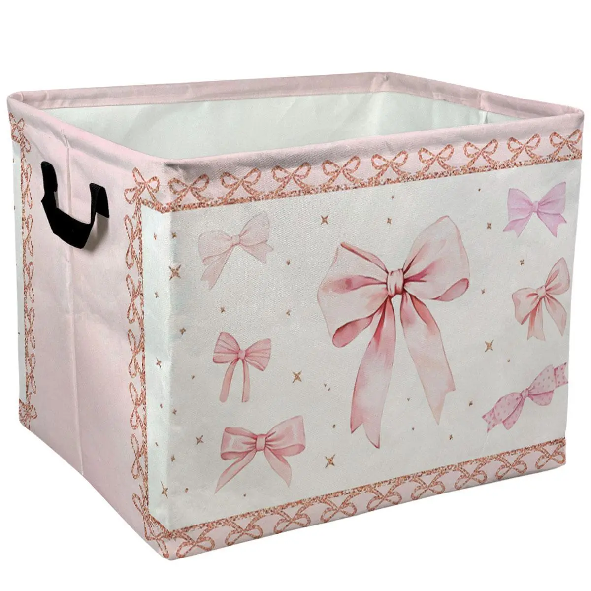 Pink Bow Pattern Storage Baskets Storage Boxes Home Decor Storage Clothes Organization And Storage Home Decor Storage Holiday Gifts， Laundry Hamper，Shelf Baskets，Organizer For Toys， Books，Laundry Baskets