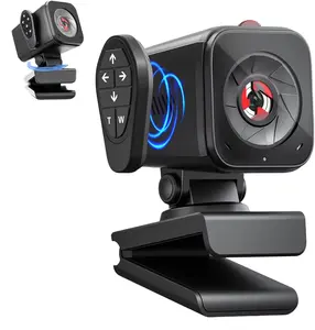 2K Computer Camera Webcam for PC/Laptop/Mac with Remote Control, , Low-Light Correction, AI-Noise Canceling Mics, Adjustable Field of View, Built-in Privacy Cover, Stereo Mics