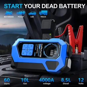 LupuAuto Up to 4000A Portable Jump Starter with 160PSI Air Compressor, 12V Battery Booster, for Up to 10L Gas & 8.5L Diesel Engines, 500LM LED Light & LCD Display Car Tool Kit Car Essentials