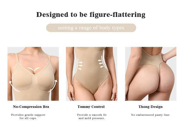 Mobeso Women's Seamless Thong Tummy Control Shapewear Slimming Bodysuit with V-Neck Breathable Sculpting Design Waist Butt Lifter Compression SpringStatements fajas woman style innerwear Womenswear Activewear perfect body suit