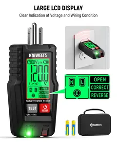 KAIWEETS Smart Electrical Outlet Tester with LCD Display, GFCI Circuit Tester with 6 Visual Indication, 3 Prong 120V AC Voltage Socket Checker, 7-Way Wiring Fault Detector, Auto Data Hold & Low Battery Alert, Essential for Homeowners & Electricians