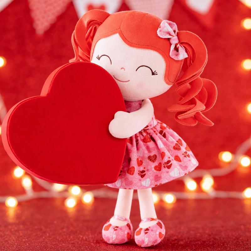 Gloveleya Valentine gift Doll Plush Baby Dolls Baby Girl Gift Soft Pink Cuddle Doll Cute Heart Dress Princess Toy Romantic Valentine’s Day Gift Idea for Kids 0–6 Years Sweet Love Present for Daughters Toddlers Birthday Holiday Surprise Room Decor