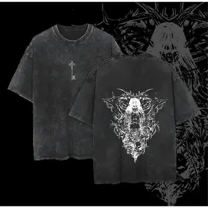 Heavy weight washed out t shirt attack on titan and anime