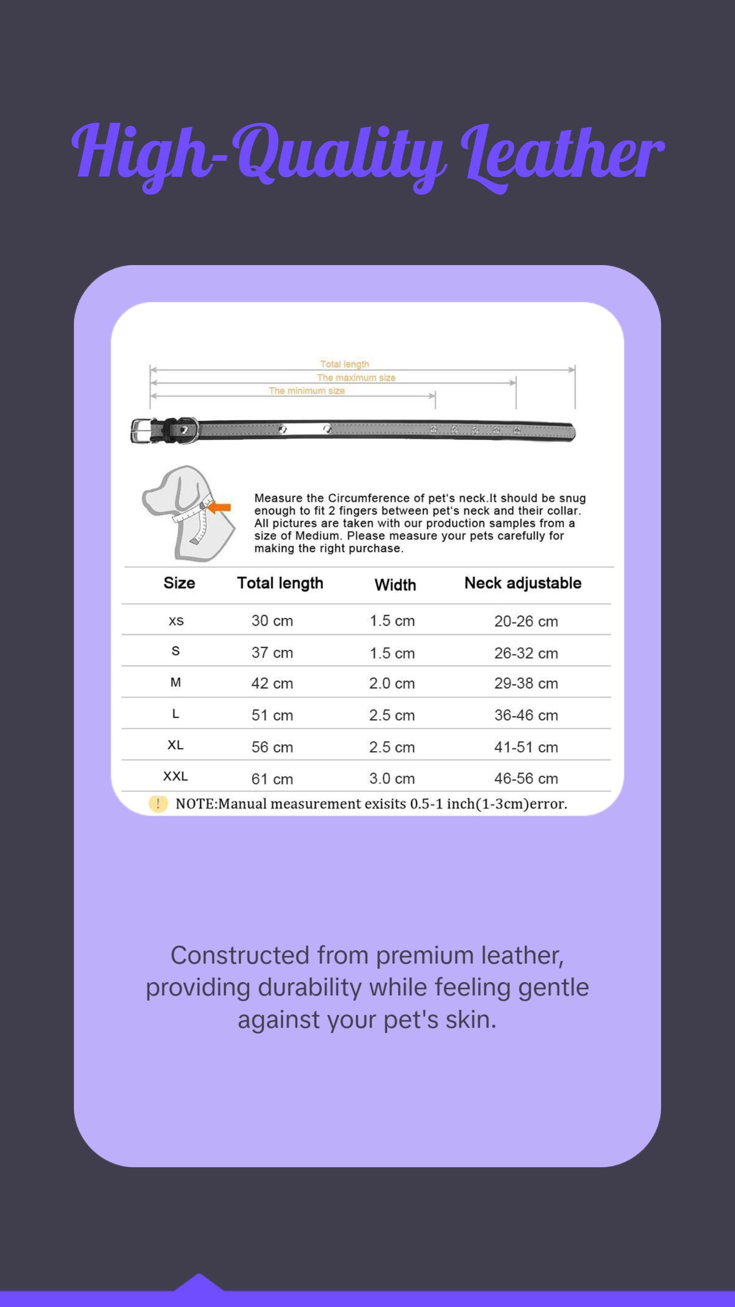 Personalized Dog Collar Leather Reflective Cat Collar Custom Engraved ID Tag Engraved For Puppy Large Dogs  Pet accessories