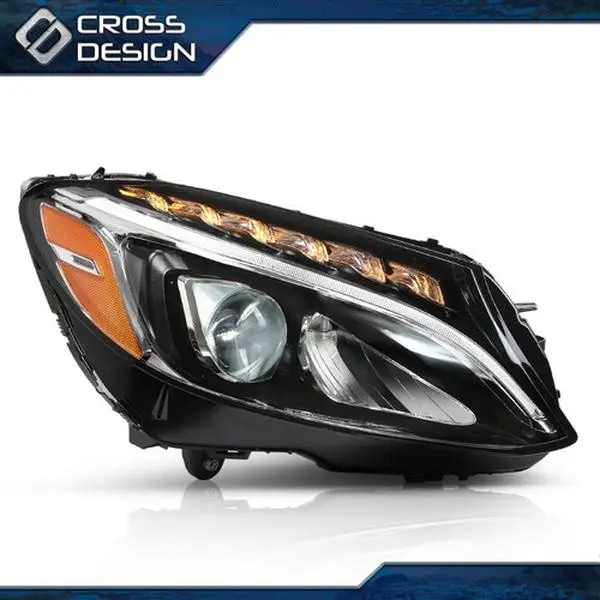 CROSSDESIGN LED Headlight Assembly (Right Side) for 2015-2018 Mercedes Benz C-Class C300 C43 AMG, Car Lighting Upgrade, Daytime Running Light Headlight Assembly, Daytime Running Light Headlight Assemblies