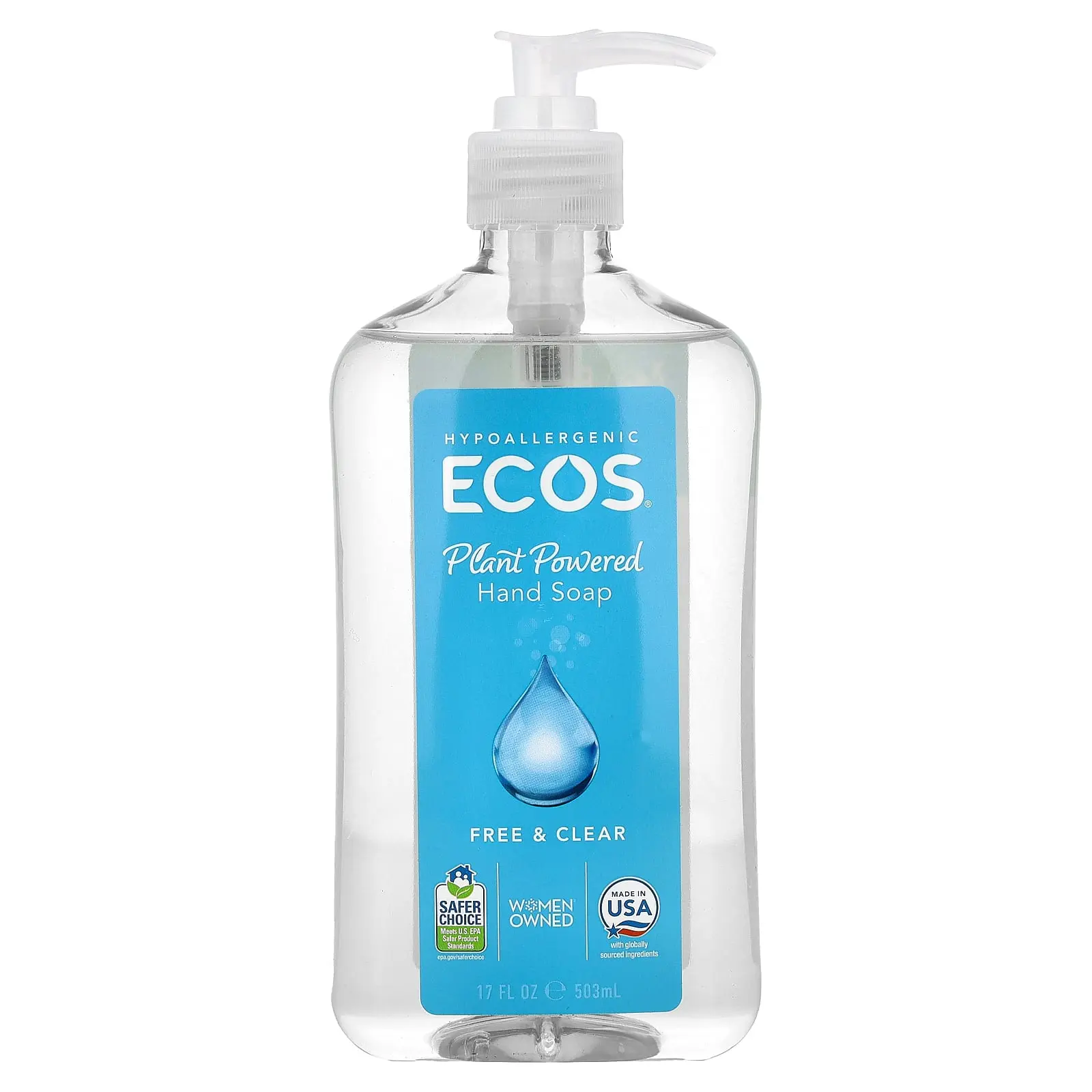 Ecos®, Plant Powered Hand Soap, Free & Clear, 17 fl oz (503 ml)