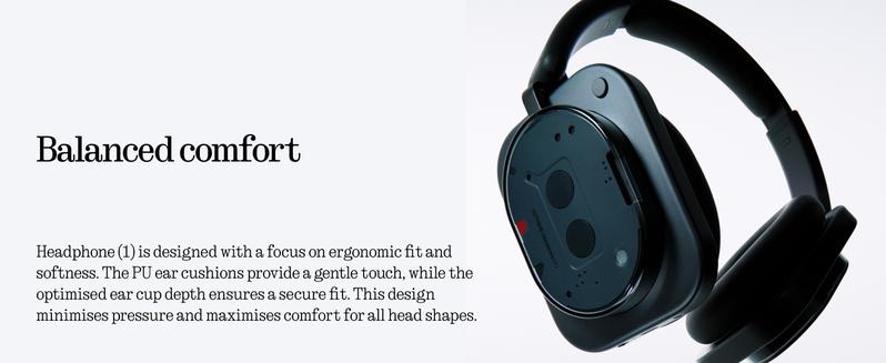 Nothing Headphone (1) Hybrid Active Noise Cancelling Headphones, Wireless Over Ear Headphones with 6 MICS, Personalized Spatial Audio, Tuning by KEF, Up to 80 Hours Playtime, Bluetooth Headset White