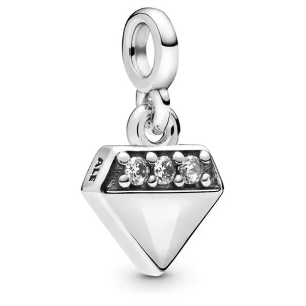 Pandora My Bright Diamond Dangle Charm 798368CZ - Hand-Finished Unisex Dangling Costume Jewelry Charm with Diamond Shapes, Miniature Gems, Shimmering Top, Shine with Meaning, Reflect Who You Are, Casual Daily Gift-Worthy Unisex Wear Accessory