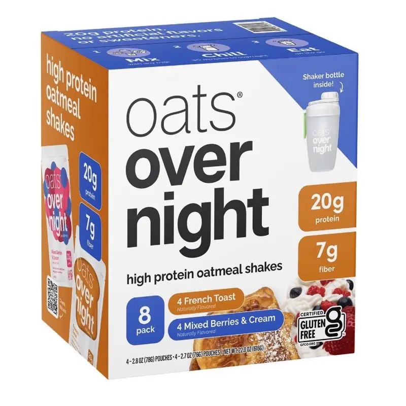 Oats Overnight High Protein Oatmeal Shake Variety Pack, 8 pk. Oats Overnight High Protein Oatmeal Shake Variety Pack, 8 pk.