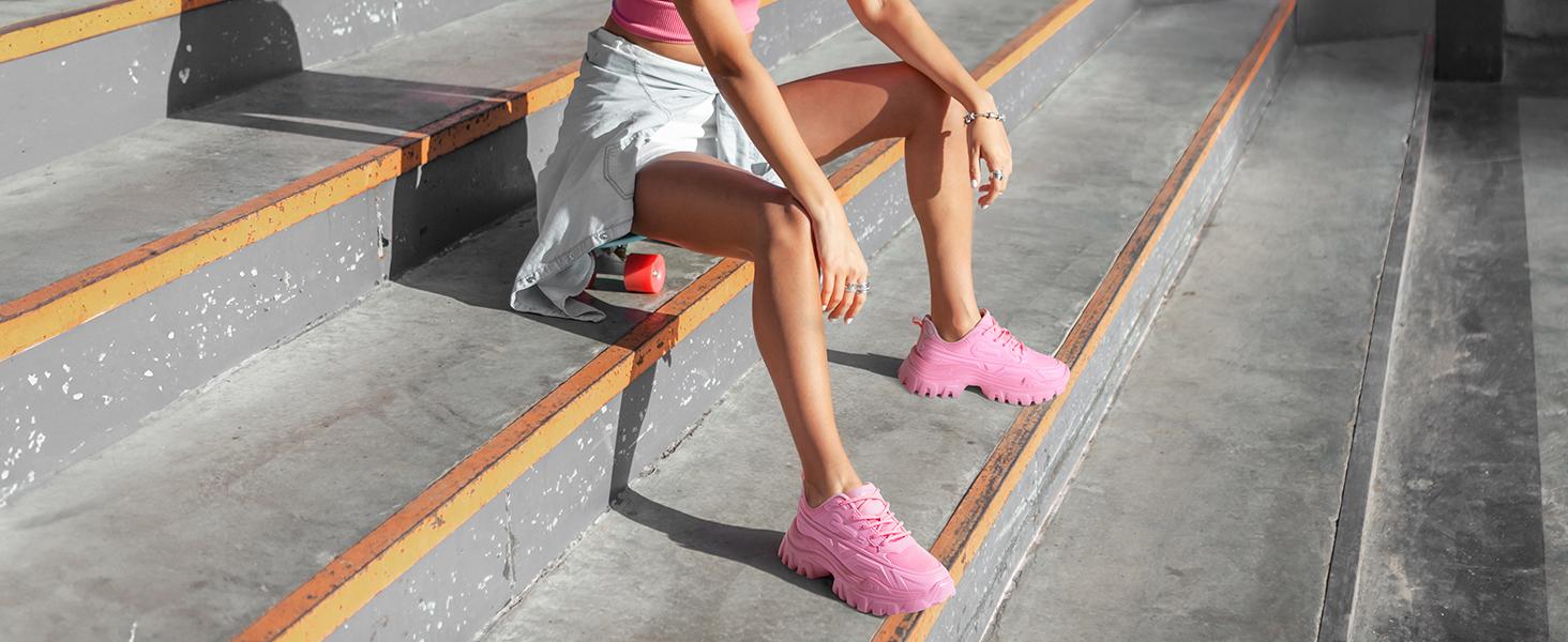Dream Pairs Women's Bold Sneaker Platform Lightweight Chunky Sneakers