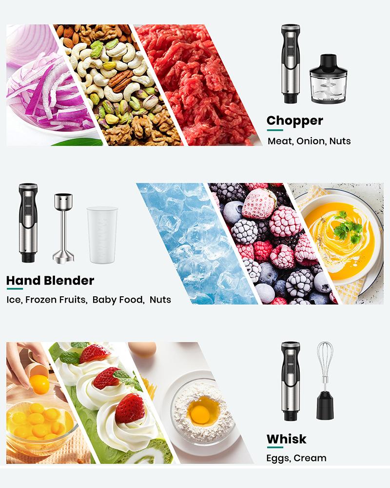 1800W ODIFORGO Immersion Blender Handheld 4-in-1 Hand Blender Stick for Ice Crushing Smoothie, Baby Food, Soup, 8 Speed Hand Mixer Turbo Boost Stainless Steel Blade with Whisk, Chopper, Beaker 1800W ODIFORGO Immersion Blender Handheld 4-in-1 Hand Blender Stick for Ice Crushing Smoothie, Baby Food, Soup, 8 Speed Hand Mixer Turbo Boost Stainless Steel Blade with Whisk, Chopper, Beaker
