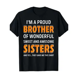 Funny Brother & Sister T-Shirt - Heavyweight 220gsm Sibling Quotes Tee with Bold Orange text - Matching Family Birthday/Halloween Gift for & - Soft Black Shirt with Funny Sibling sayings - Casual & Party Apparel for Men & Women Round Neck Crewneck