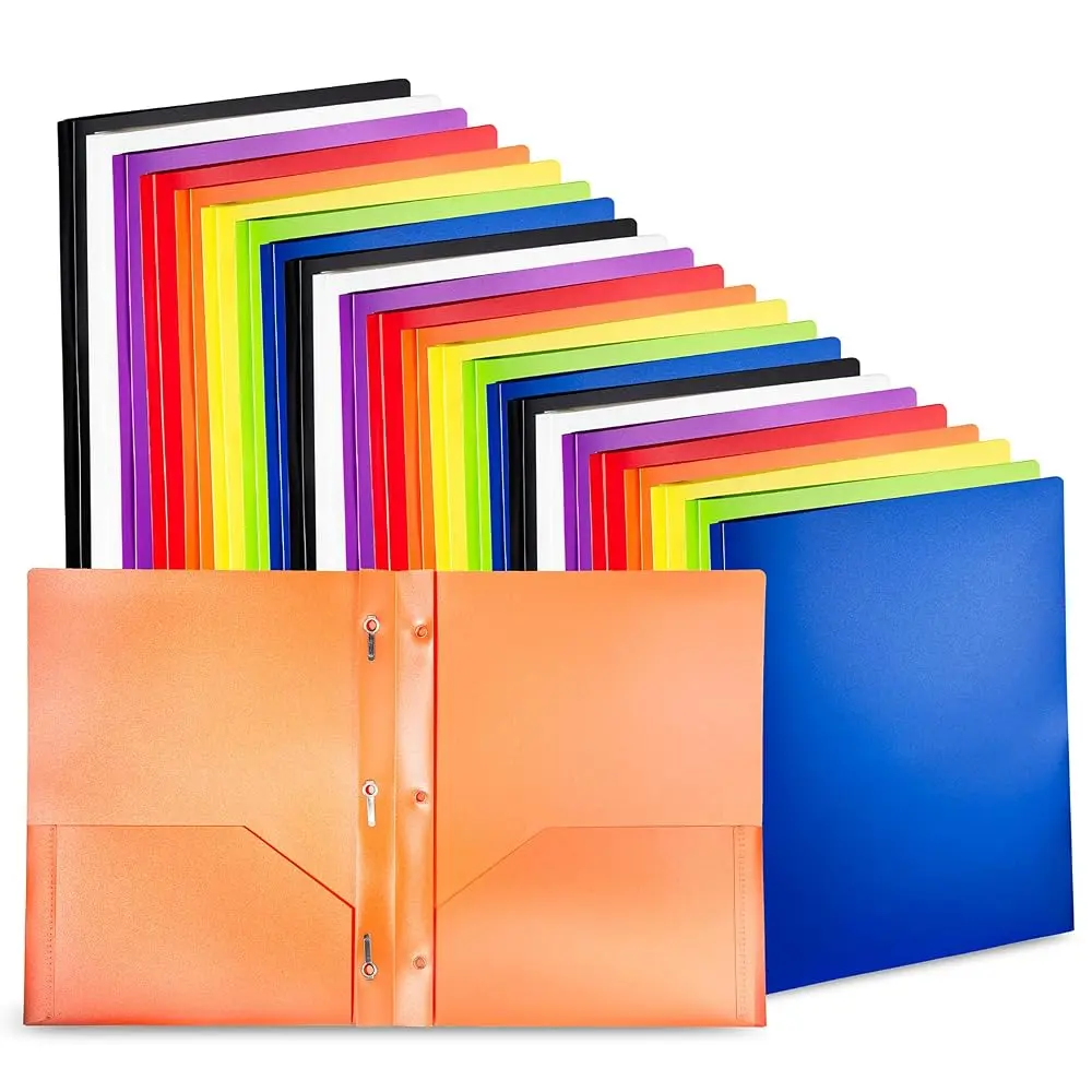 Manaloom 2-Pocket Letter Size Folders with Prongs, 24 Pack & 8 Pack Options, Durable & Long-Lasting Heavy Duty, 2 Spacious Pockets, Functional for Home Documents & Office Reports (Computers & Office Filing Supplies)