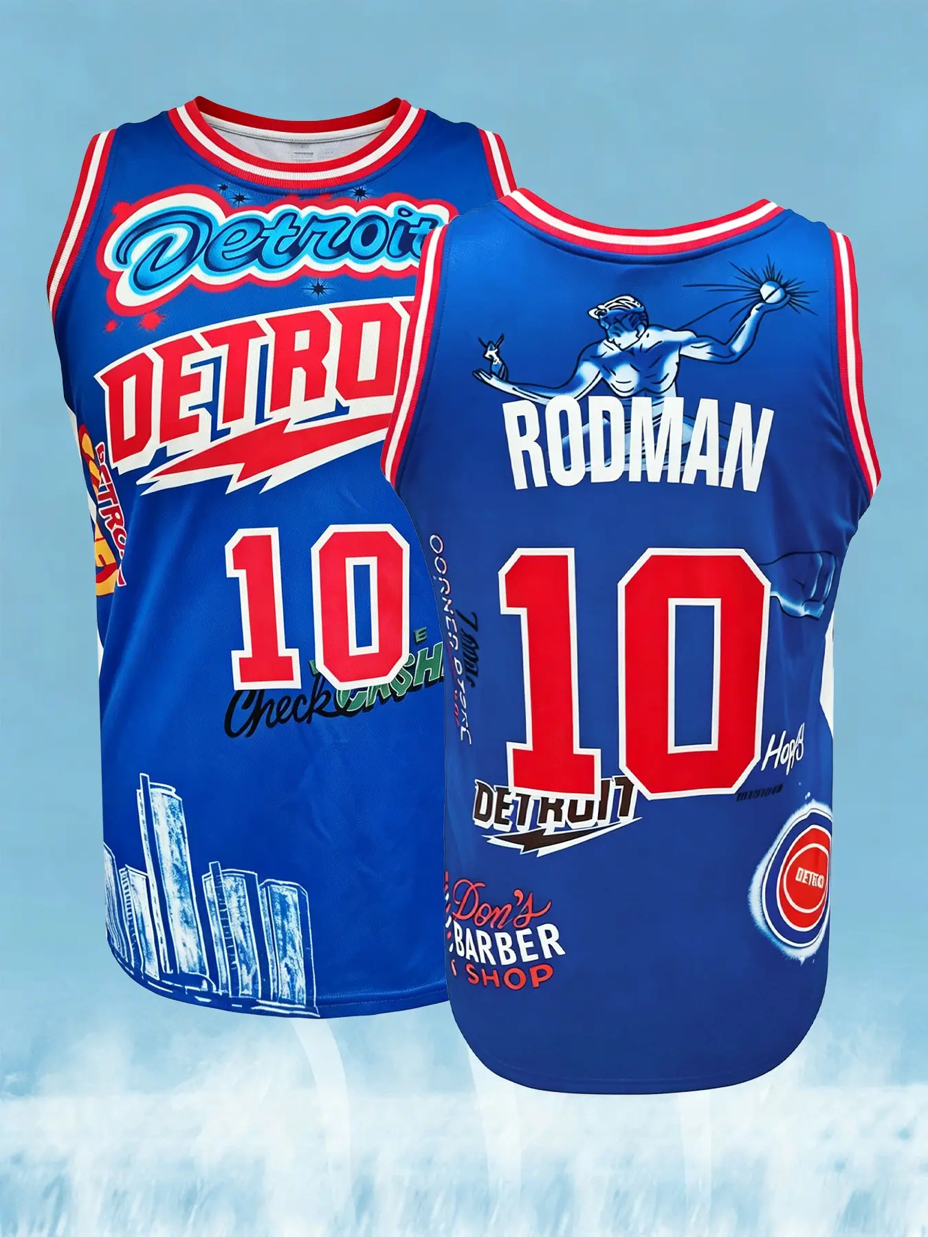 Men's Detroit 10 Vintage Basketball Jersey Casual Sports Jersey All Over Print Classic Throwback Jersey Breathable Athletic Sports Top Workout Top for Fans Gift Sportswear for Summer