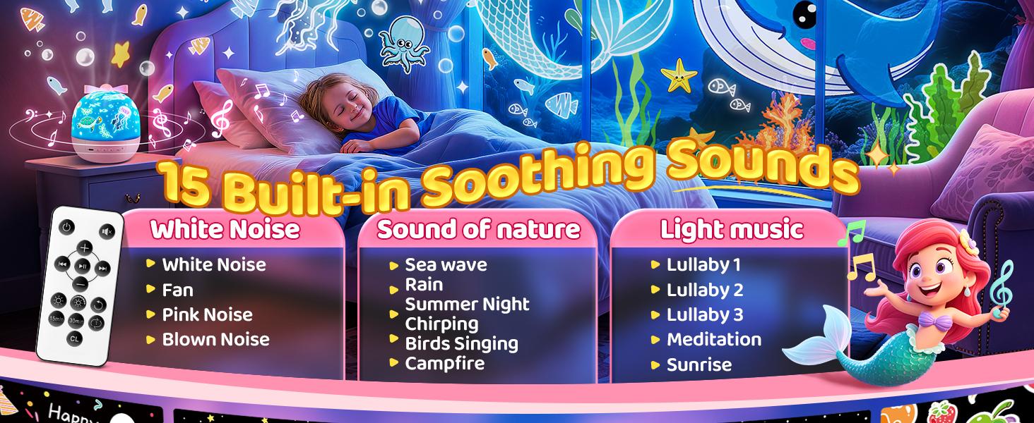 Onefire Kids Night Light with 15 Films+15 White Noises，Baby Night Light Projector, Remote Kids Night Light ，Projector Light for Kids，Baby Girl Gift，Birthday Gifts Christmas Gifts for Kids，Boys Toys，Ages  1-10  girl  toys
