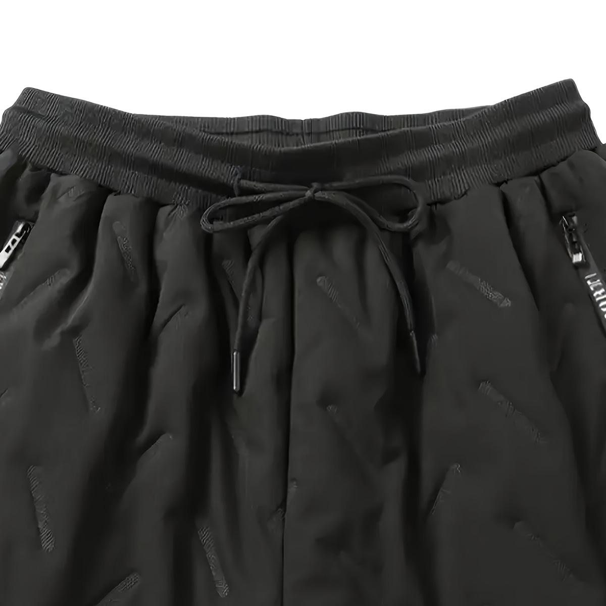 Men's Autumn And Winter Sports Pants Thick Warm Cotton Lined Casual Straight Windproof Warm Trousers,Men's Regular Fit PlainDrawstring Waist Thermal Lined JoggePants, Casual Warm Waterproof ZipperPocket Trousers for Daily Wear, Men'sBottoms for Winter