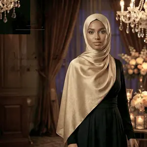 Luxe Elegance Satin Crinkle Hijab - Bronze Metallic Gold