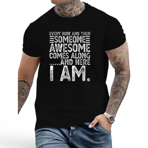 Casual Men's Superman T-Shirt – Slim Fit, Crew Neck, White Text on Black, Year-Round Wear