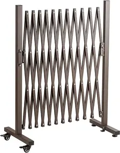 Aluminum Expandable Garden Fence, Portable Barricade Gate with Casters, Adjustable Retractable Fence Mobile Barricade Safety Barrier (Brown, 130*15*41 inch)