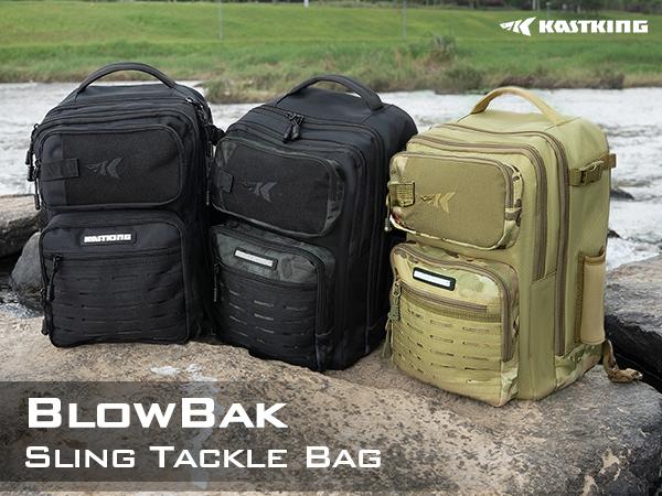 KastKing BlowBak Tactical Fishing Sling Tackle Storage Bag With 2 Hyperseal Tackle Boxes- Lightweight Sling Fishing Backpack - Sling Tool Bag for Fishing Hiking Hunting Camping
