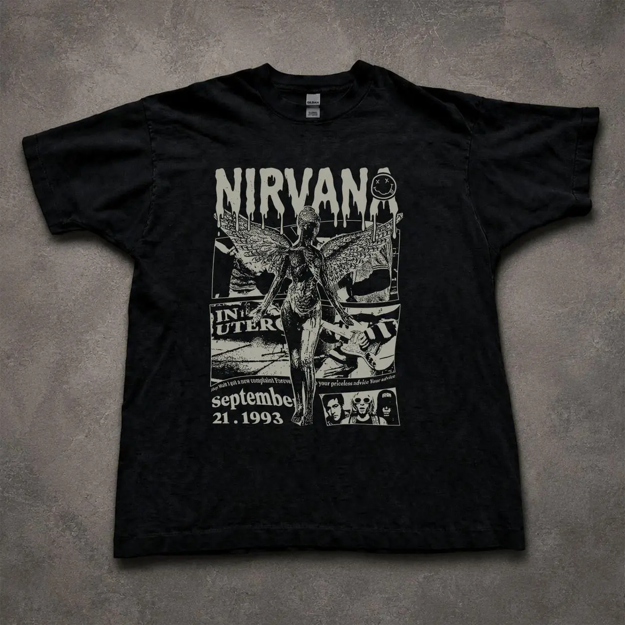Nirvana In Utero T Shirt Vintage Grunge Rock Band Graphic Tee 90S Music Shirt