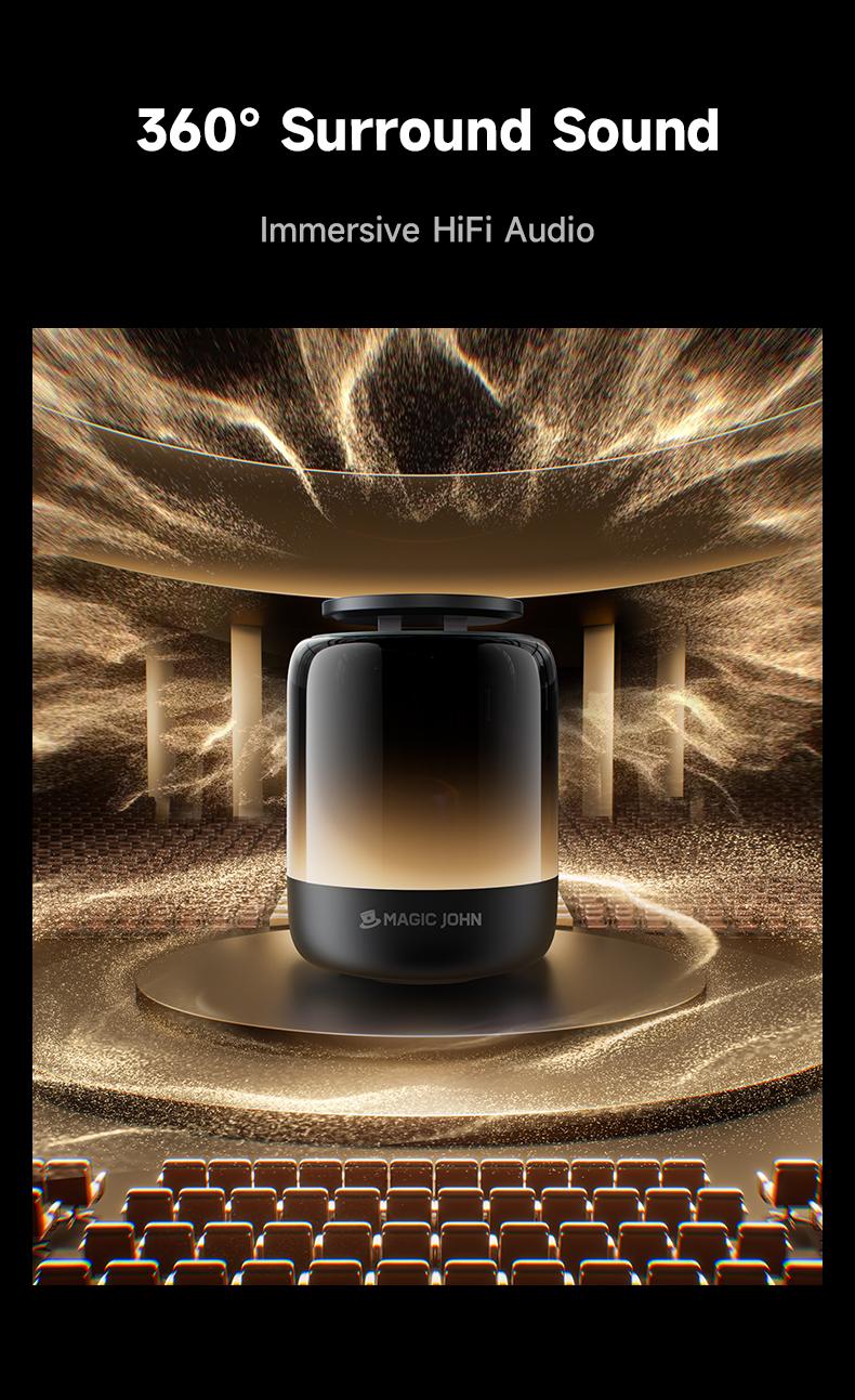 MAGIC JOHN 2025 Upgraded Bluetooth Speaker Phone Stand & Phone Holder, 5.3 Connectivity, 360° Surround Sound, suit for iPhone/Android, Gift for lady/women/men/elder/friends