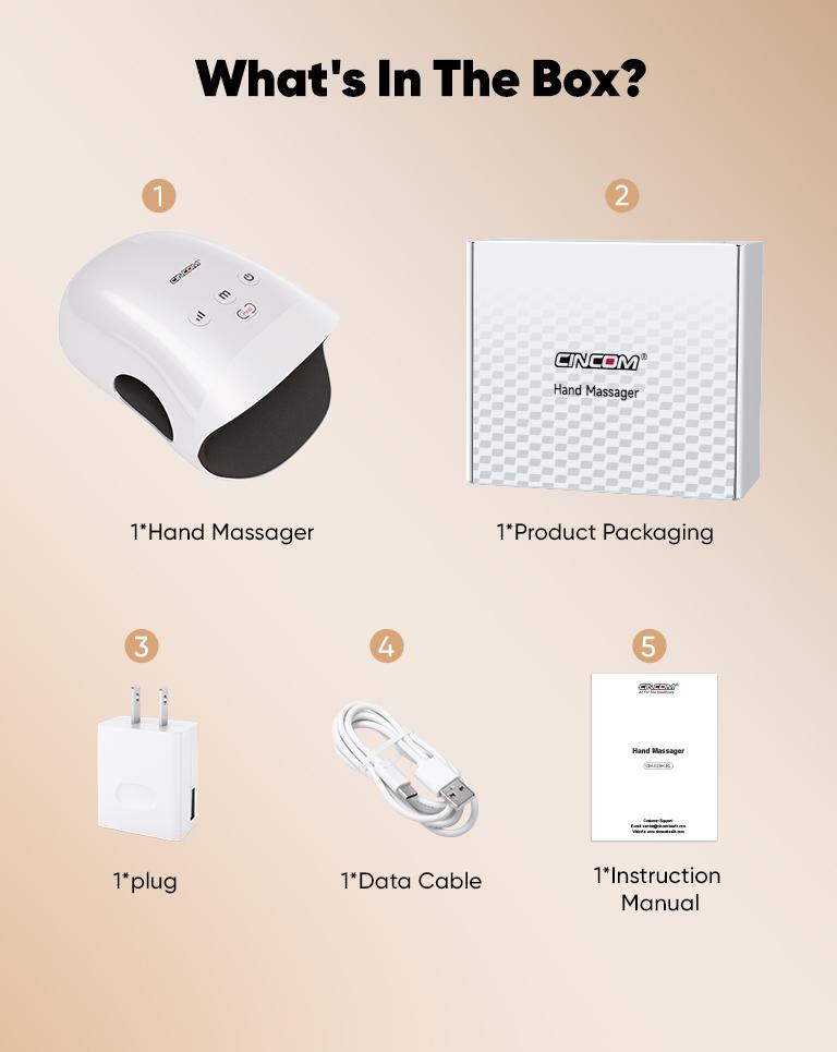 CINCOM Portable Hand Massager, Cordless, Advanced Airwave Technology, Customized Mode & Heating Function, Long-Lasting Battery Life, Auto-Off Feature, Perfect for Daily Relaxation, Comfort, White, Ideal Gift for Christmas & Birthday,dorm essentials,sohoch