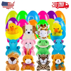 Plastic Easter Eggs with Animal Toys 12pcs Filled, 3.4"