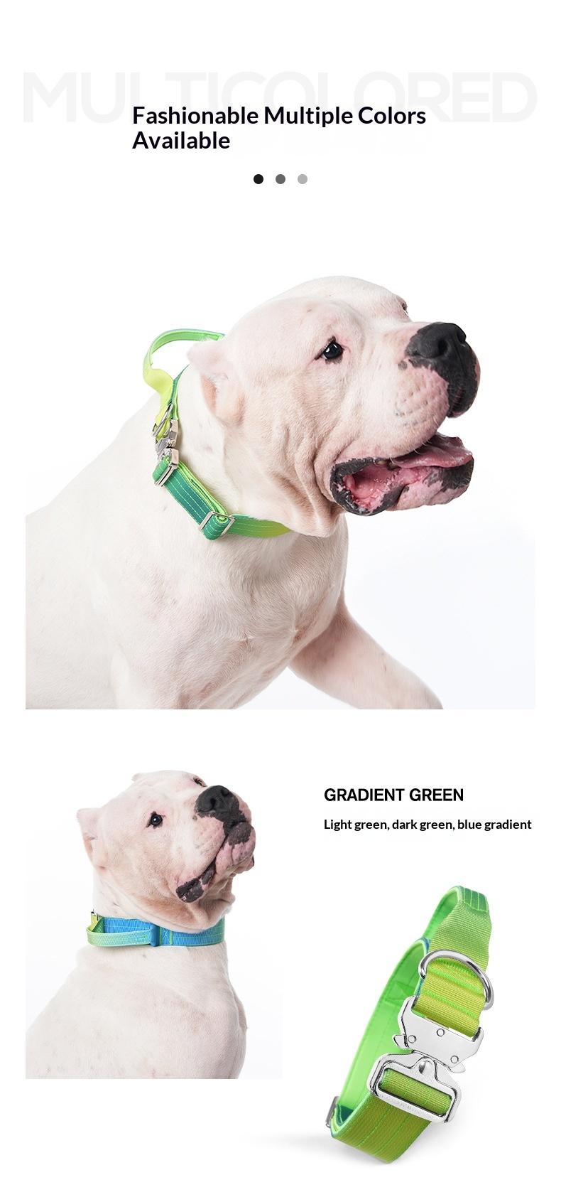Gradient Tactical Dog Collar Heavy Duty Adjustable Pet Collar with Control Handle and Metal Buckle for Medium Large Dogs