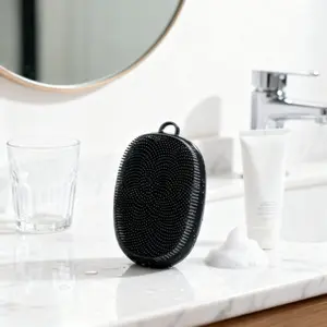 Men's Facial Cleanser - Silicone Gentle Exfoliation and Facial Pore Cleaning Scrubber, Shower Scrubber, Perfect for Gentle Exfoliation and Daily Skincare, Valentine's Day Gift (Black)