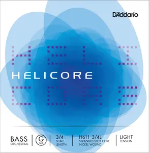 D'Addario Helicore Orchestral Bass Single G String, 3/4 Scale, Light Tension