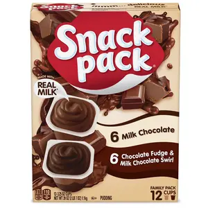 Snack Pack Milk Chocolate, Chocolate Fudge and Milk Chocolate Pudding Cups, 12 Count Family Pack, 3.25 oz