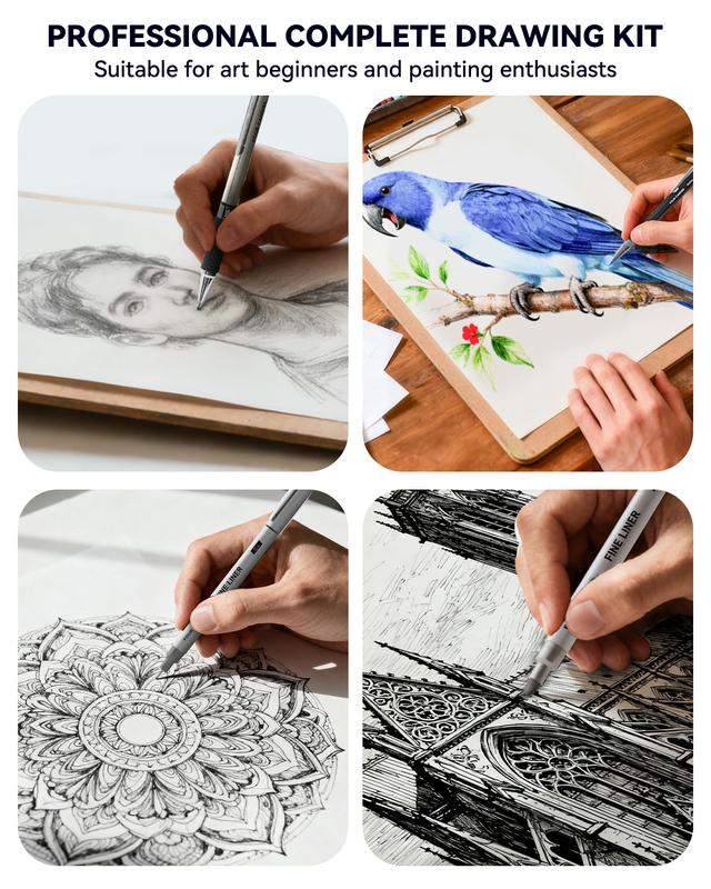 Four Candies 52/73PCS Advanced Art Supplies Drawing Kit with Fineliner Pens, Mechanical Pencils, 3-Color Sketchbook, Charcoal Sticks,Pastels for Sketching Drawing Comics Gifts for Professionals Artists,educational, Adults and Artists, Artist Drafting