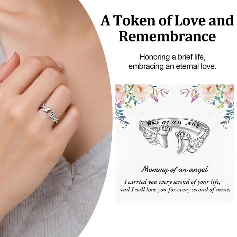 Adjustable Letter & Wing Ring | Personalized Angel Cuff Ring for Daily Wear