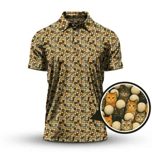 Funny Cat Pattern Men's Bogey Bros Polo Golf Ball Polo Shirt Masters Golf Polo Tops Masters Tournament Shirt 2026 GPA Championship Performance Outdoors Sport Shirt, Ideal Gift for Him Husband Dad