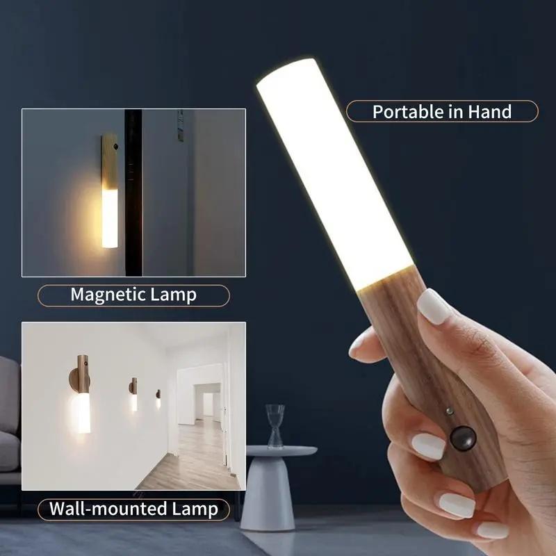 Multifunctional Motion Sensor Night Light LED Rechargeable Magnetic Wall Lamp, Easy Install Portable Wireless Design for Hallway Bedroom Stairs
