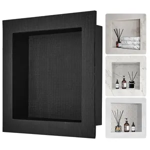 VEVOR Shower Niche Ready for Tile 16" x 16",  , Single Shelf Organizer, Square Corners Wall-inserted Niche Recessed, Sealed Protection Modern Soap Storage Niche for Shower Bathroom, Black