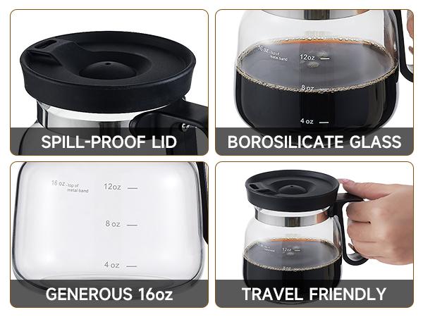 UFORU Coffee Mug with Lid 16oz Glass Creative Cup, Coffee Lovers' Top Choice, Dimensions: 4.9inches tall, 3.8 inches wide, Includes Coaster, Ergonomic Handle Design, Valentine's Day gift, a little surprise for your loved one