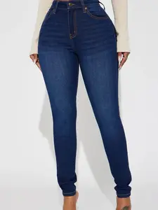 High Rise Curvy Skinny Jeans Dark Wash Stretch Denim for Women Comfortable Fit
