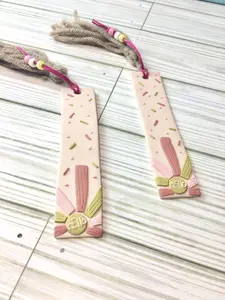 Morning Mercy Handmade Polymer Clay Bookmarks with Pastel Sprinkles and Hello Design for Book Lovers