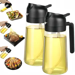 LMMAKE 2Pcs Oil Sprayer For Cooking 2 In 1 Oil Dispenser And Oils Sprayer Kitchen Gadgets 16oz BPA Free Food Grade Glass Mist Olive Oil Dispenser Precision Spray Nozzle Dual Dispensing Options