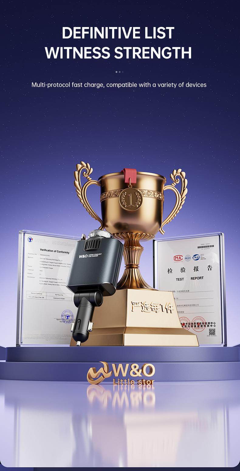 Aromatic Starlight In Car Roof Retractable Car Charger  Fast Charging Adapter 5-in-1 Smart Car Charger Car Air Freshener Starlight Car Adapter with Retractable Cables